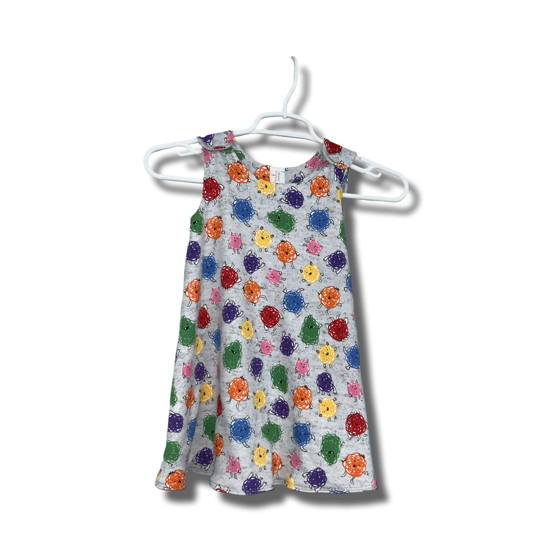 Girls Summer Dress, Angry Monsters Print
