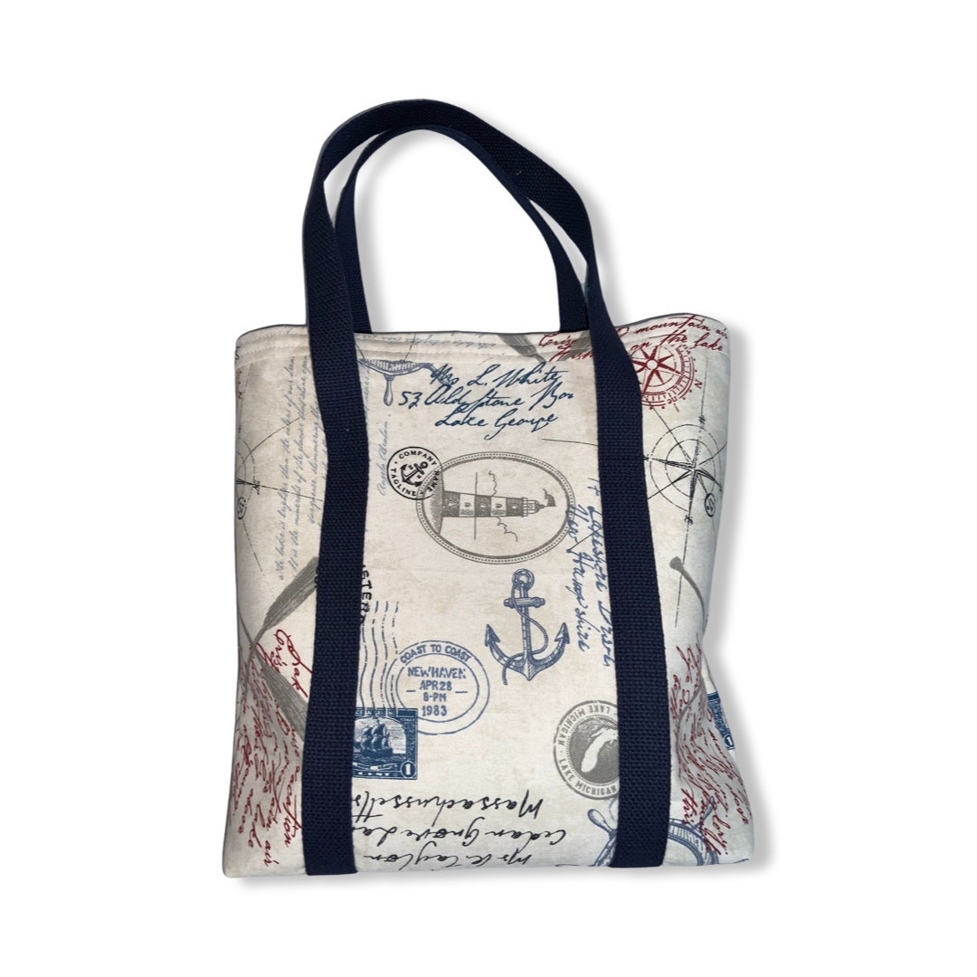Tote, Handbag. Nautical Print.    Small Size